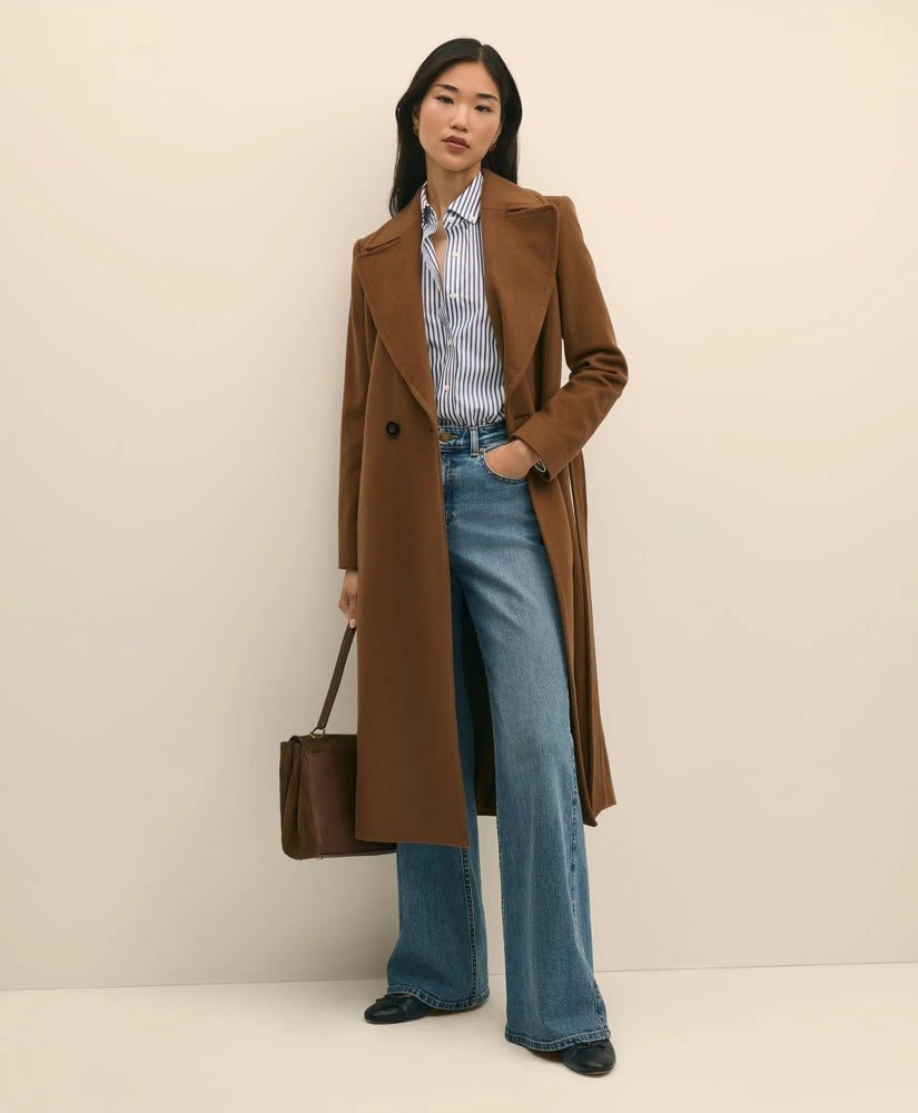 Women Notch Collar Coat in Water-Repellent Brushed-Twill Wool - Brooks Brothers Discount