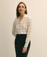 Sale Relaxed Silk Windowpane Blouse - Brooks Brothers Gift