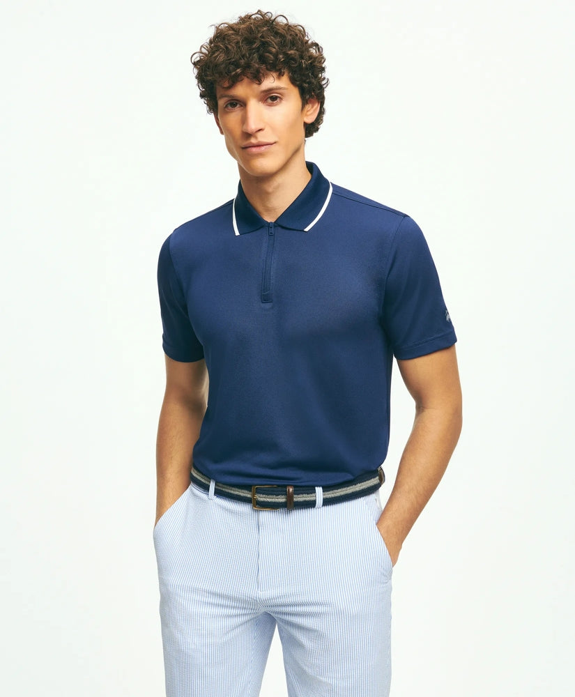 Men Performance Series Quarter-Zip Pique Polo Shirt - Brooks Brothers Near me