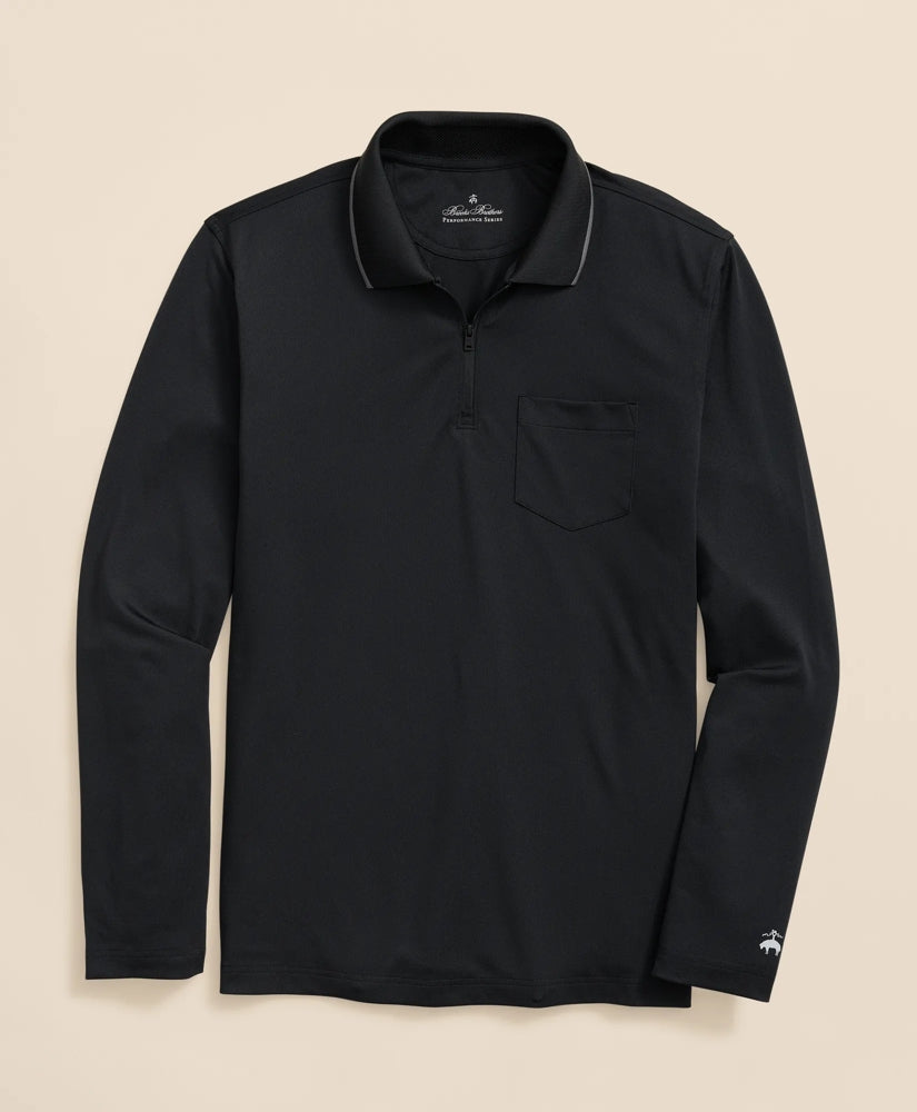 Sale Performance Series Long-Sleeve Zip-Neck Polo Shirt - Brooks Brothers For sale