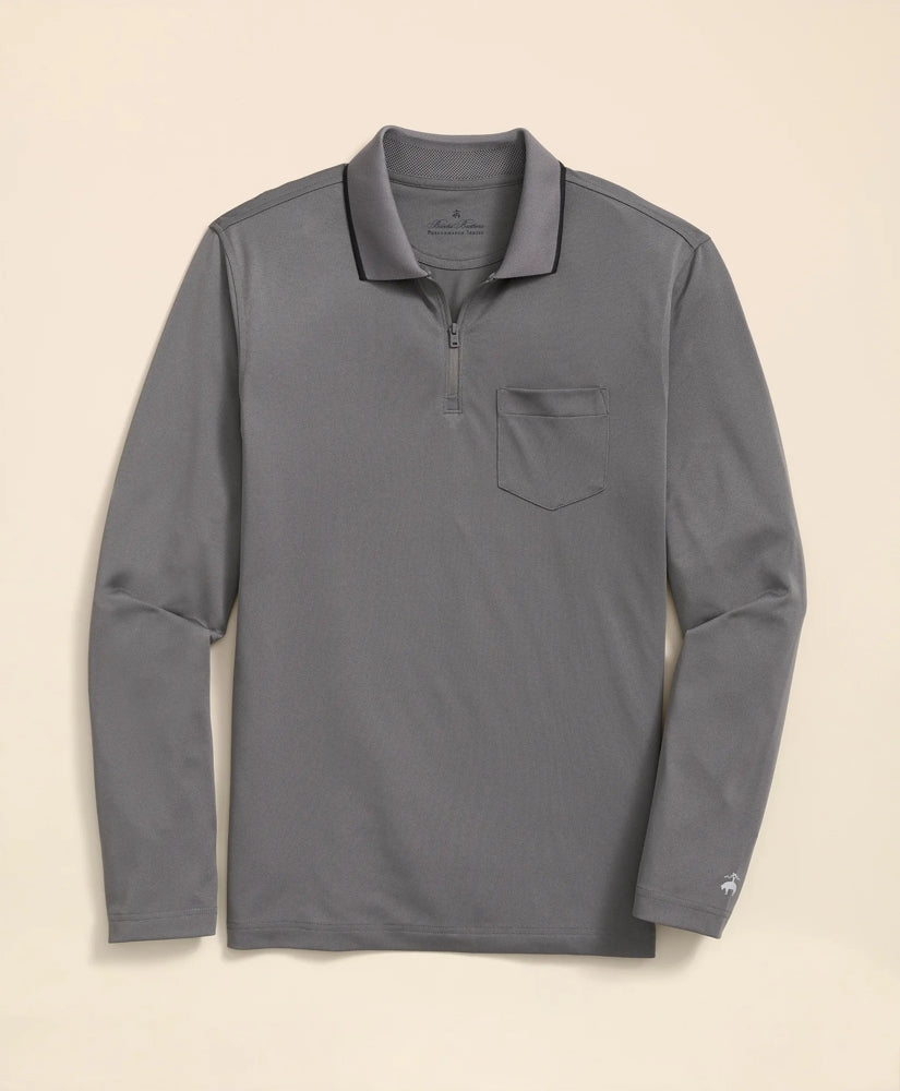 Sale Performance Series Long-Sleeve Zip-Neck Polo Shirt - Brooks Brothers For sale