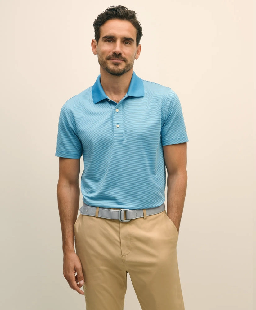 Men Performance Series Micro Stripe Jersey Polo Shirt - Brooks Brothers Discount