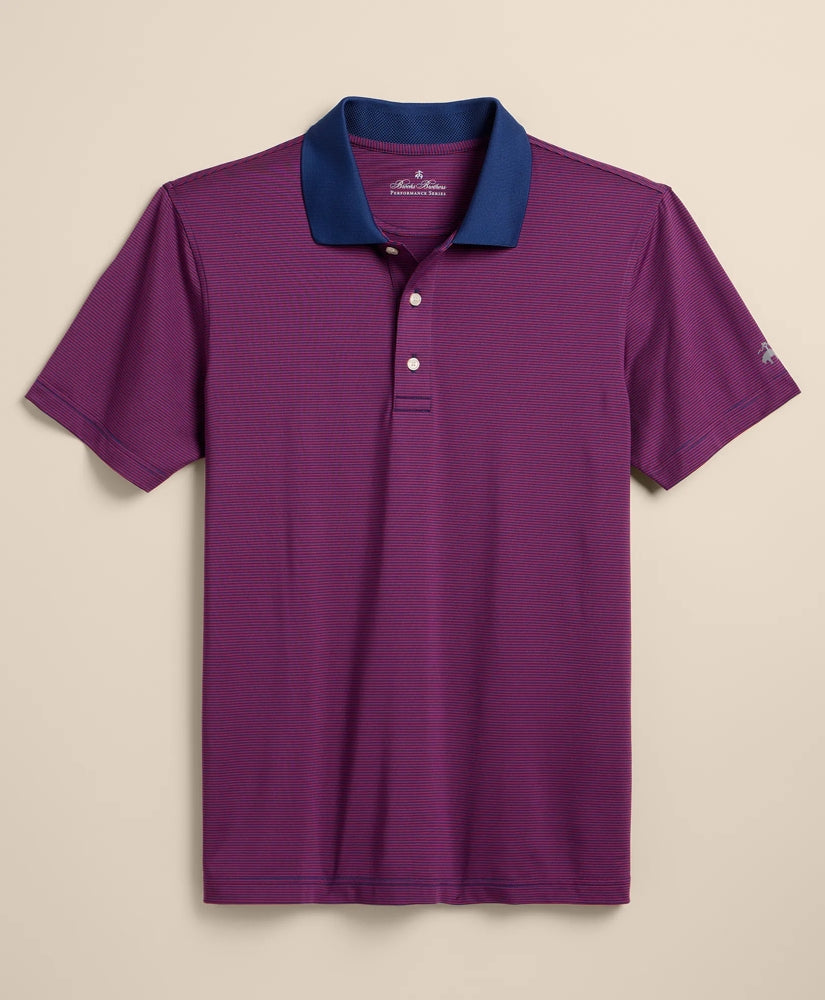 Men Performance Series Micro Stripe Jersey Polo Shirt - Brooks Brothers Discount