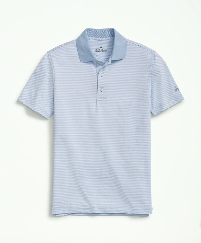 Men Performance Series Micro Stripe Jersey Polo Shirt - Brooks Brothers Discount