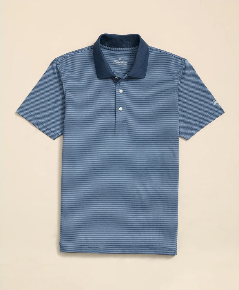 Men Performance Series Micro Stripe Jersey Polo Shirt - Brooks Brothers Discount