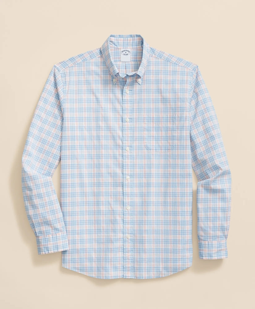 Sale Performance Series Stretch Polo Button-Down Collar, Checked Sport Shirt - Brooks Brothers US