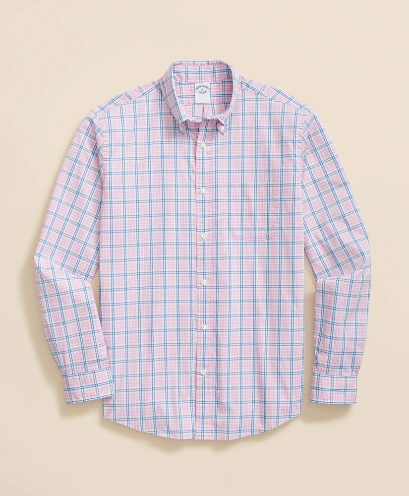 Sale Performance Series Stretch Polo Button-Down Collar, Checked Sport Shirt - Brooks Brothers US