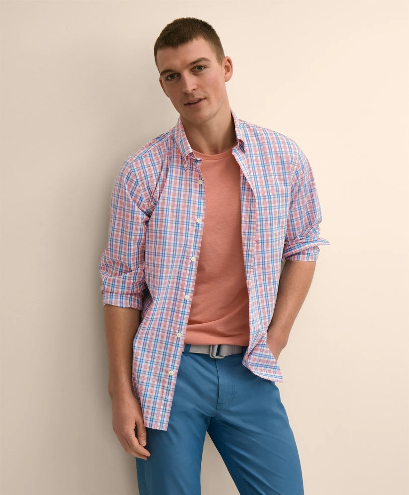 Shirts Performance Series Stretch Polo Button-Down Collar, Check Sport Shirt - Brooks Brothers Outlet