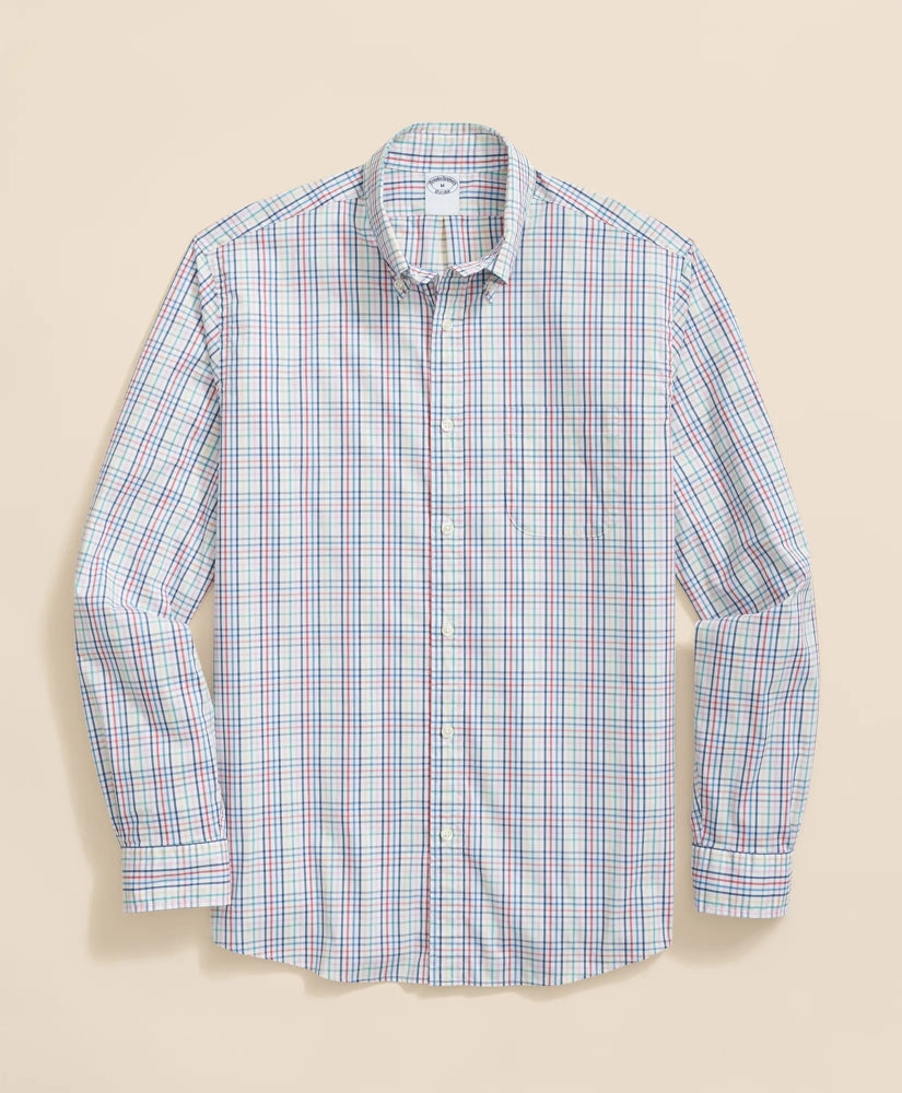 Sale Performance Series Stretch Polo Button-Down Collar, Windowpane Sport Shirt - Brooks Brothers