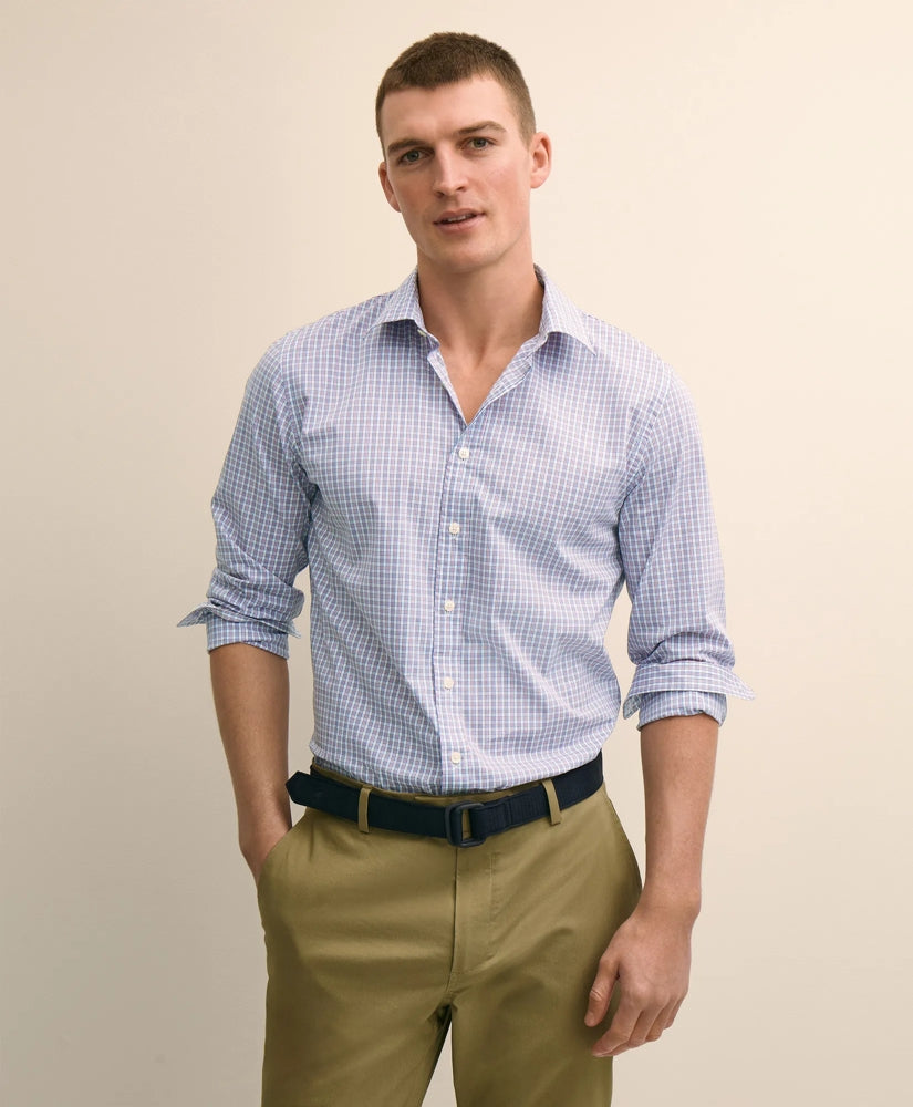 Shirts Performance Series Stretch Spread Collar, Check Sport Shirt - Brooks Brothers Online