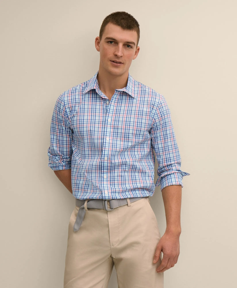 Shirts Performance Series Stretch Spread Collar, Gingham Sport Shirt - Brooks Brothers Discount