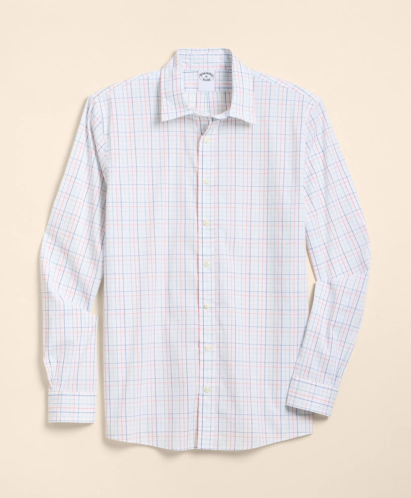Men Performance Series Stretch Spread Collar, Tattersall Sport Shirt - Brooks Brothers Outlet