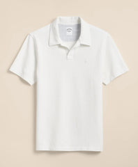 Men Cotton Pique Garment-Dyed Johnny Collar Polo Shirt - Brooks Brothers US