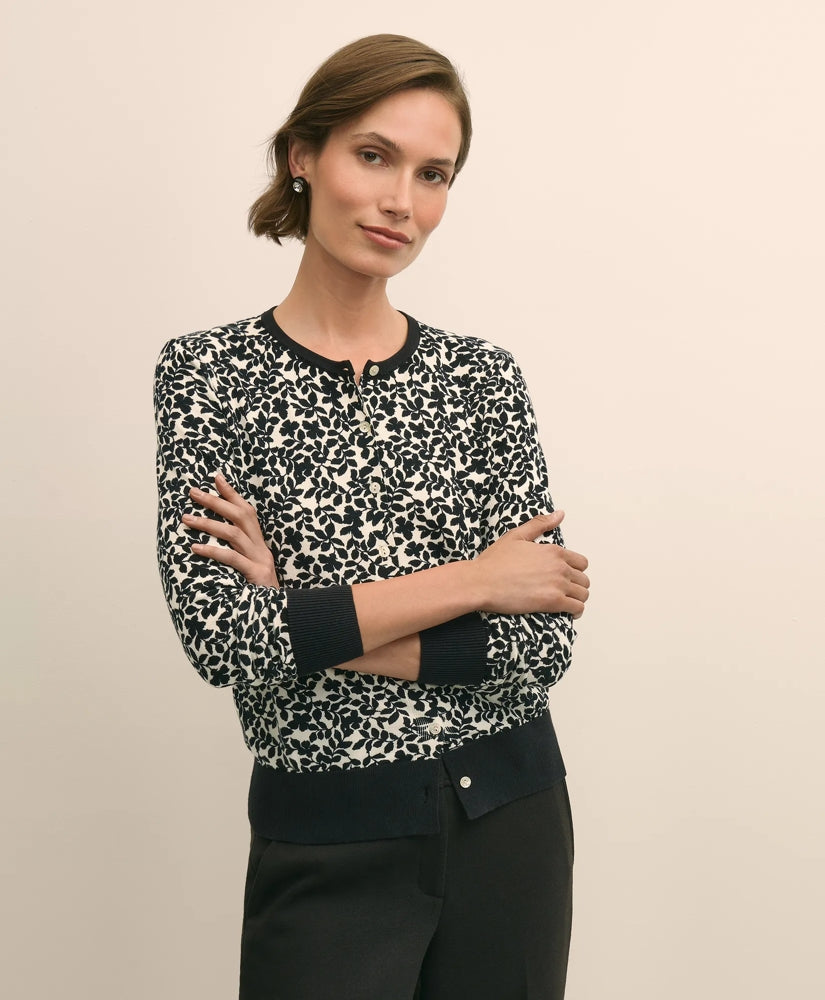 Sale Leaf Print Cotton Cardigan - Brooks Brothers On sale