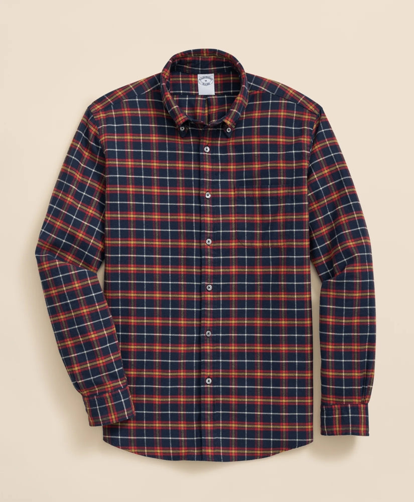 Sale Portuguese Flannel Polo Button Down Collar, WIndowpane Shirt - Brooks Brothers On sale