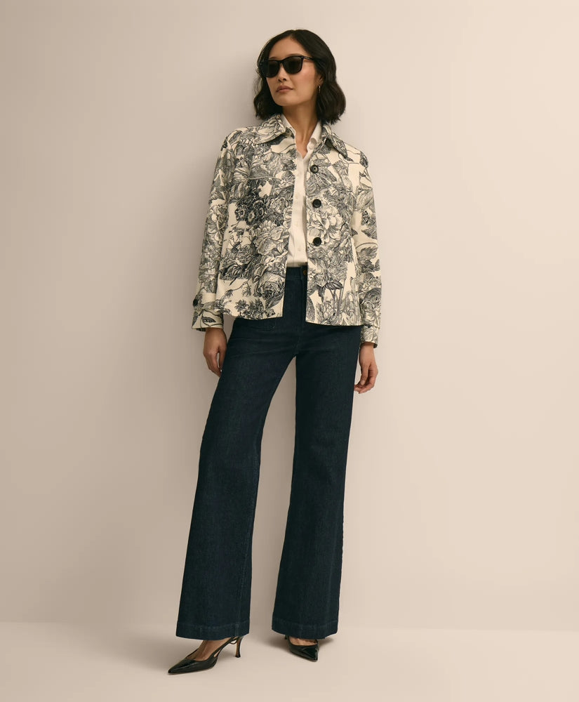 Women Relaxed Cotton Twill Floral Jacket