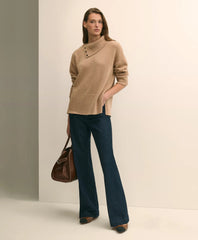 Sale Relaxed Wool-Blend Foldover Snap Collar Sweater - Brooks Brothers Online
