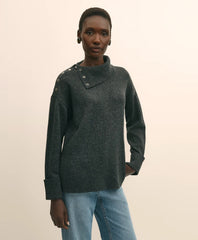 Sale Relaxed Wool-Blend Foldover Snap Collar Sweater - Brooks Brothers Online