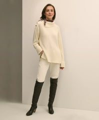 Sale Relaxed Wool-Blend Foldover Snap Collar Sweater - Brooks Brothers Online