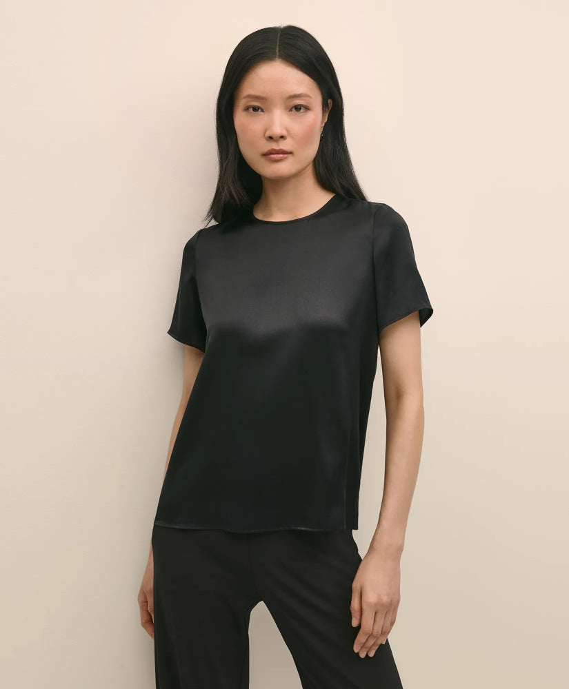 Women Short-Sleeve Top in Washable Silk Charmeuse - Brooks Brothers Near me
