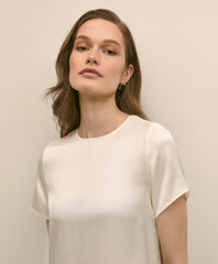 Women Short-Sleeve Top in Washable Silk Charmeuse - Brooks Brothers Near me