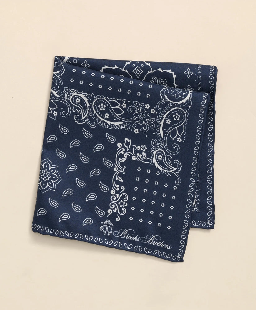 Men Silk Bandana Print Pocket Square - Brooks Brothers sale