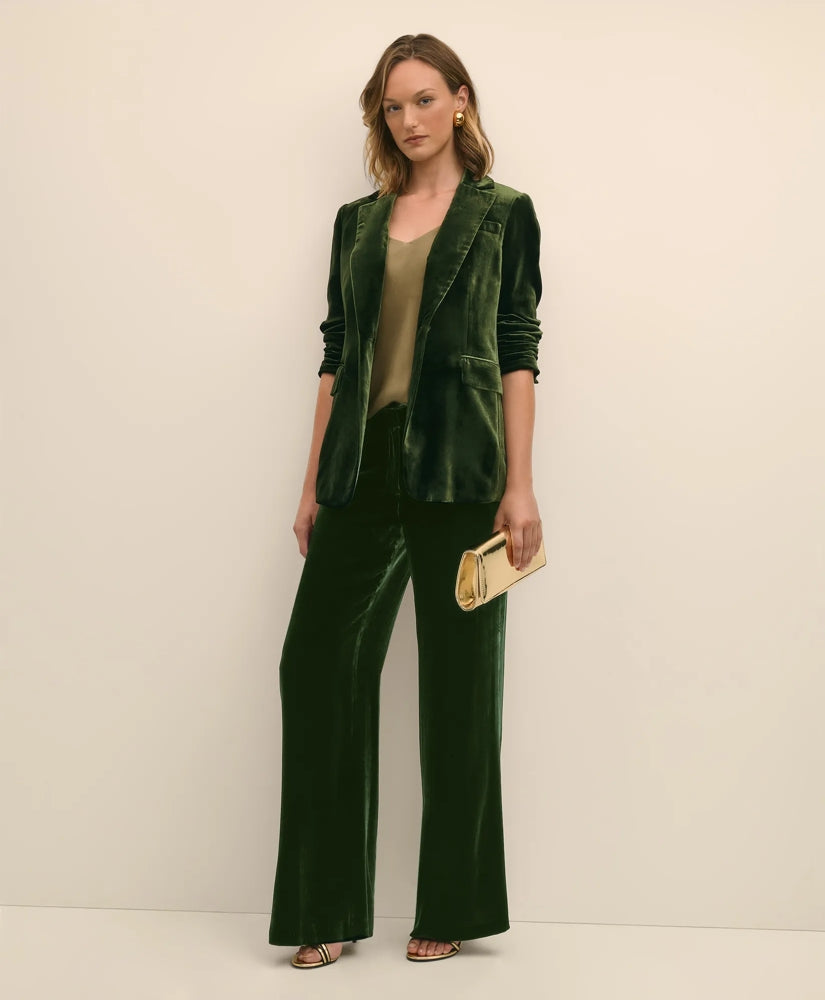 Sale Silk Blend Drapey Velvet Wide-Leg Trouser - Brooks Brothers