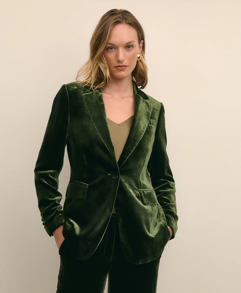 Sale Silk-Blend One-Button Velvet Jacket