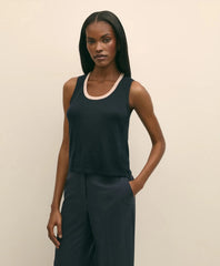 Sale Silk-Blend Tipped Sleeveless Sweater Shell - Brooks Brothers Outlet