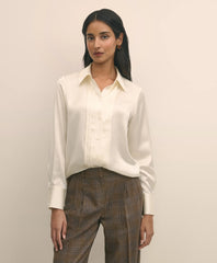 Shirts Silk Charmeuse Pintucked Blouse - Brooks Brothers Gift