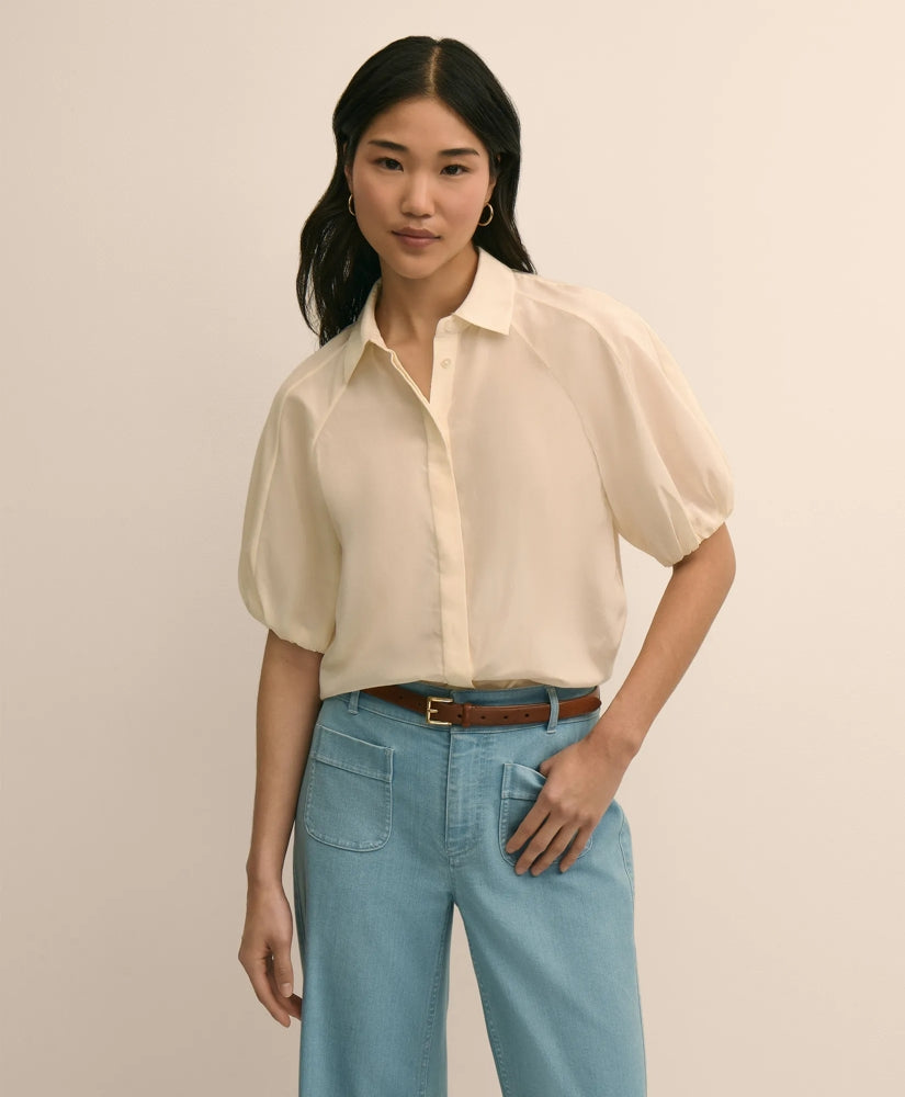 Shirts Silk-Cotton Elbow-Bubble-Sleeve Shirt - Brooks Brothers For sale