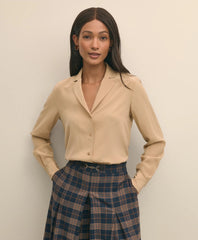 Shirts Silk Crepe Notch-Collar Blouse