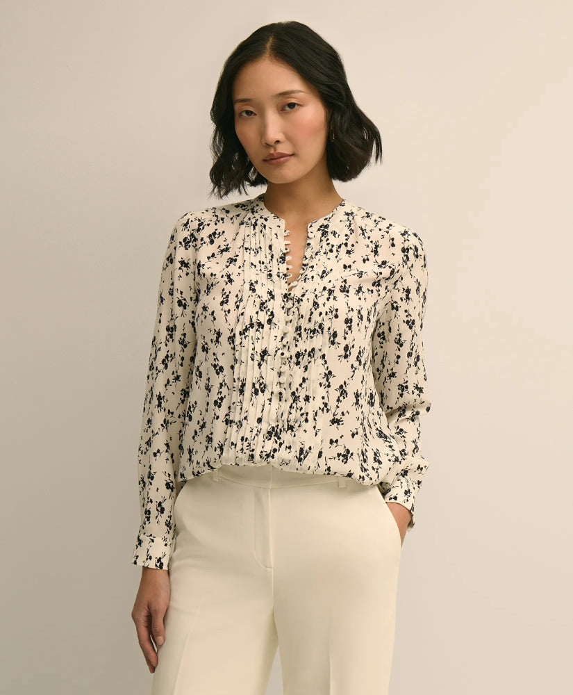 Sale Silk Floral Print Blouse - Brooks Brothers US