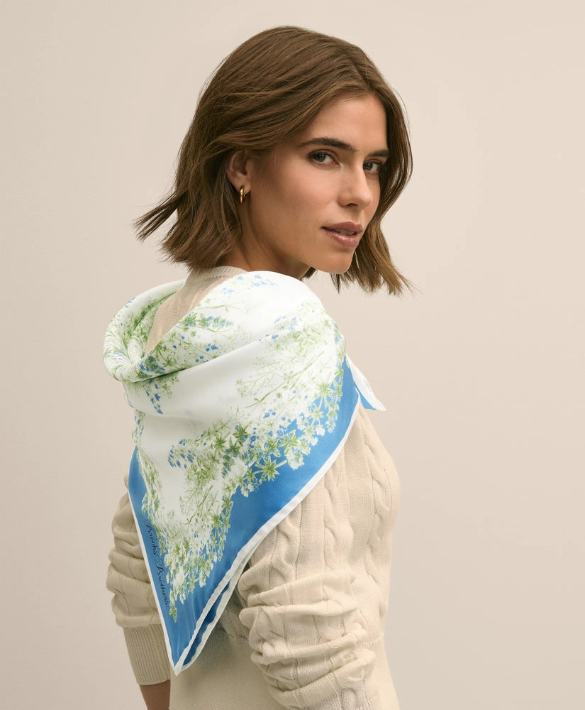 Women Silk Floral Square Scarf - Brooks Brothers Outlet