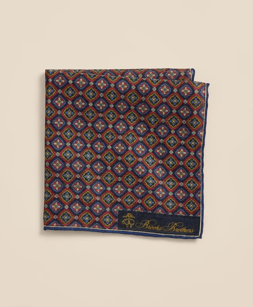 Men Silk Foulard Print Pocket Square - Brooks Brothers For sale
