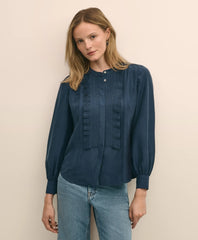 Sale Silk Habotai Pintucked Blouse - Brooks Brothers Outlet