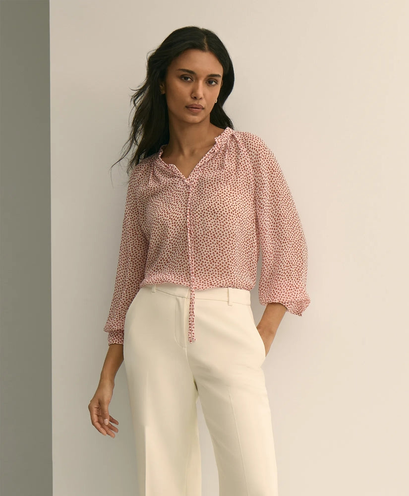 Sale Silk Georgette Heart-Motif Peasant Blouse - Brooks Brothers Gift