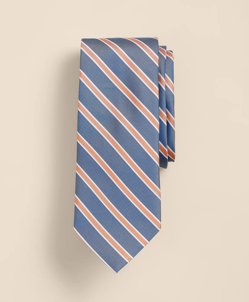 Men Silk Oxford-Weave Outline Stripe Tie - Brooks Brothers Outlet