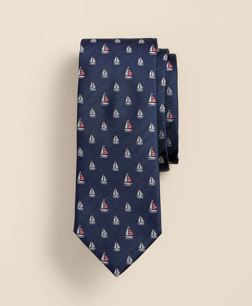 Men Silk Sailboat Tie