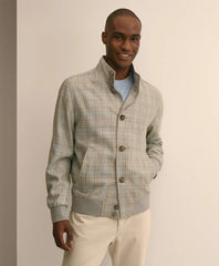 Men Silk-Wool Glen Plaid Bomber Jacket - Brooks Brothers Online