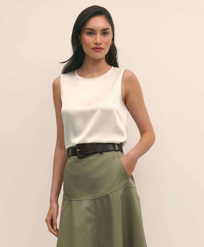 Shirts Sleeveless Shell in Washable Silk - Brooks Brothers Discount