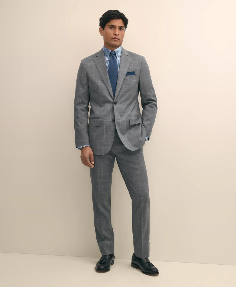 Sale Slim Fit 1818 Windowpane Suit In Wool - Brooks Brothers Near me