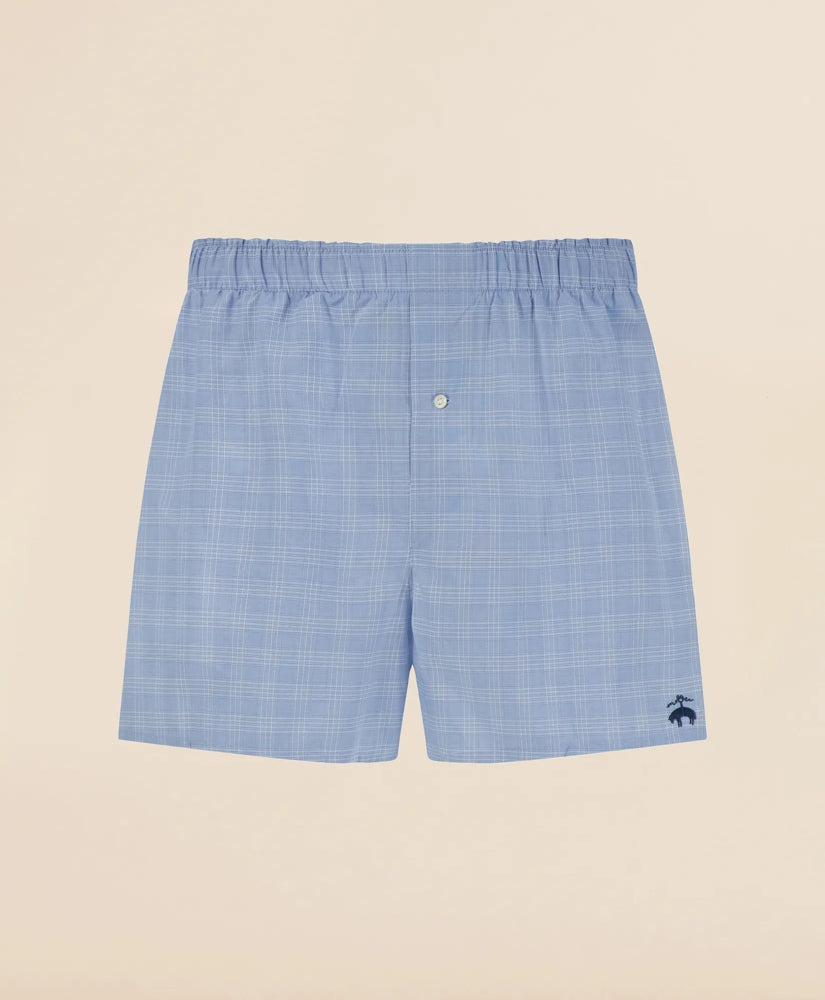 Men Slim Fit Cotton Broadcloth Check Boxers - Brooks Brothers Gift
