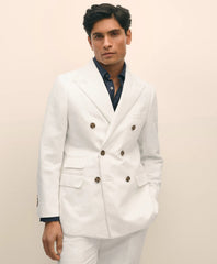 Tailored Slim Fit Cotton-Linen Herringbone Double-Breasted Suit Jacket - Brooks Brothers US