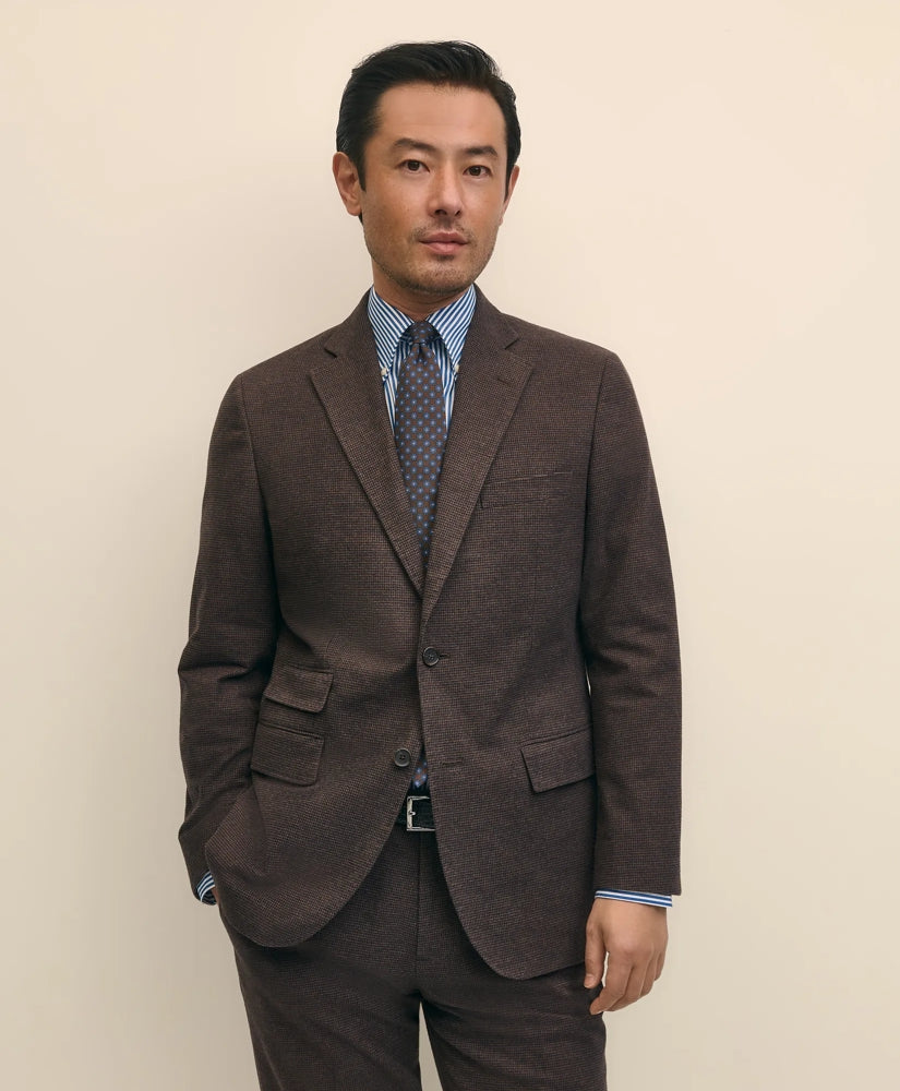Sale Slim Fit Mini-Houndstooth Suit Jacket in Brushed-Cotton - Brooks Brothers On sale