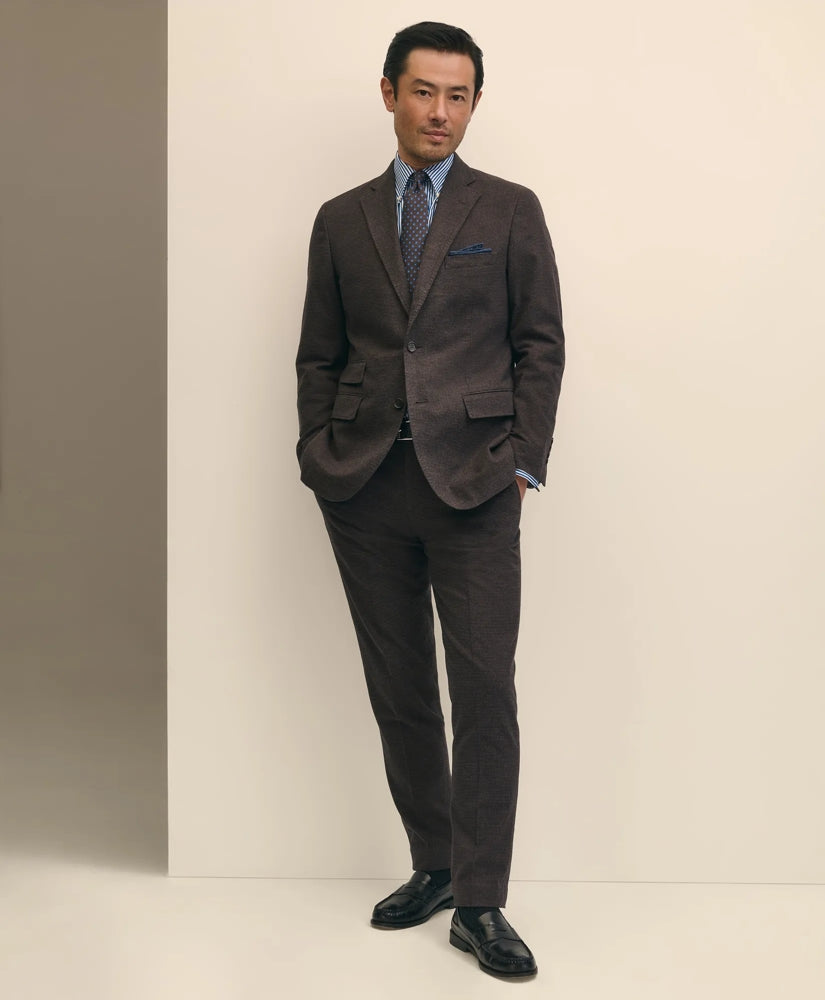 Sale Slim Fit Mini-Houndstooth Suit Pants in Brushed-Cotton - Brooks Brothers Online