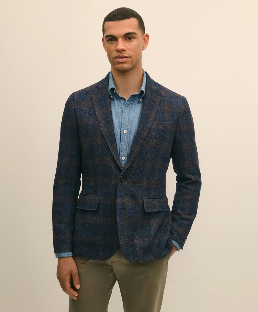Sale Slim Fit Wool-Cotton-Silk-Cashmere Hopsack Check Sport Coat - Brooks Brothers sale