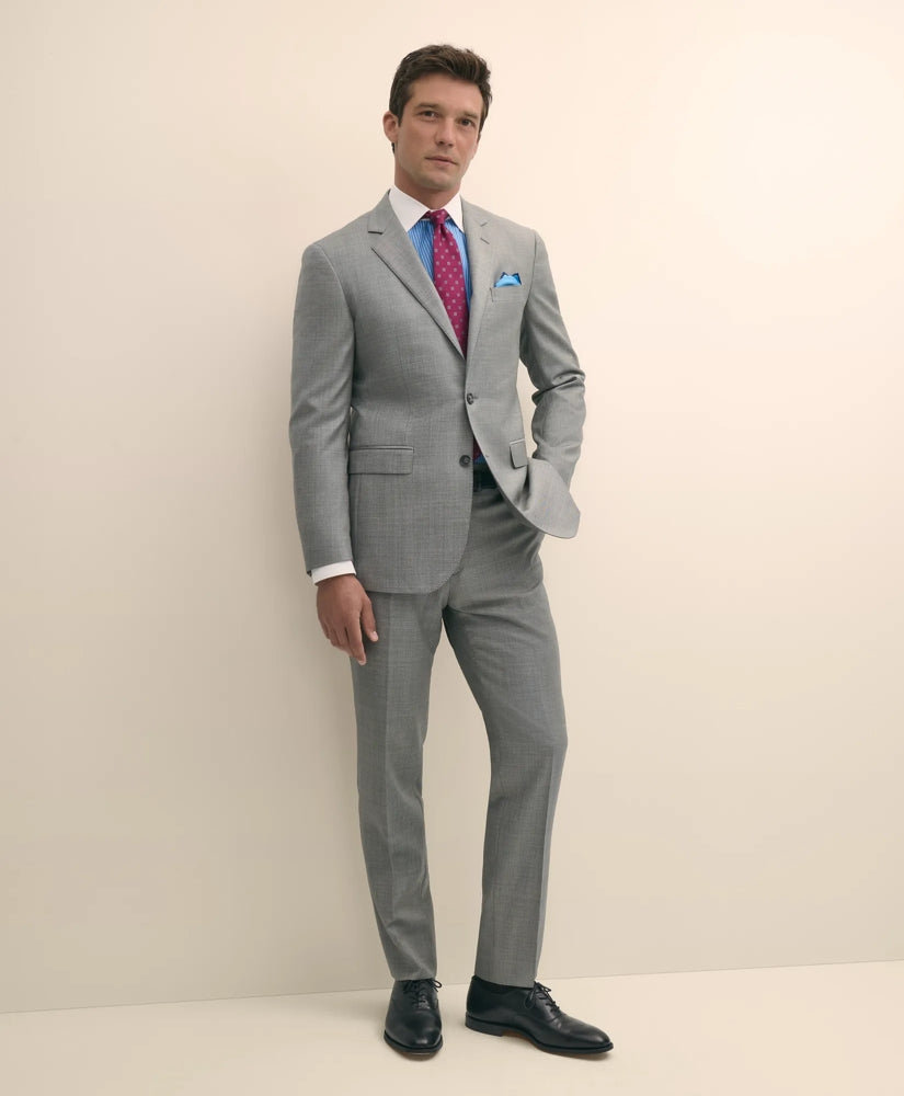 Men Slim Fit Wool Sharkskin 1818 Suit - Brooks Brothers Discount