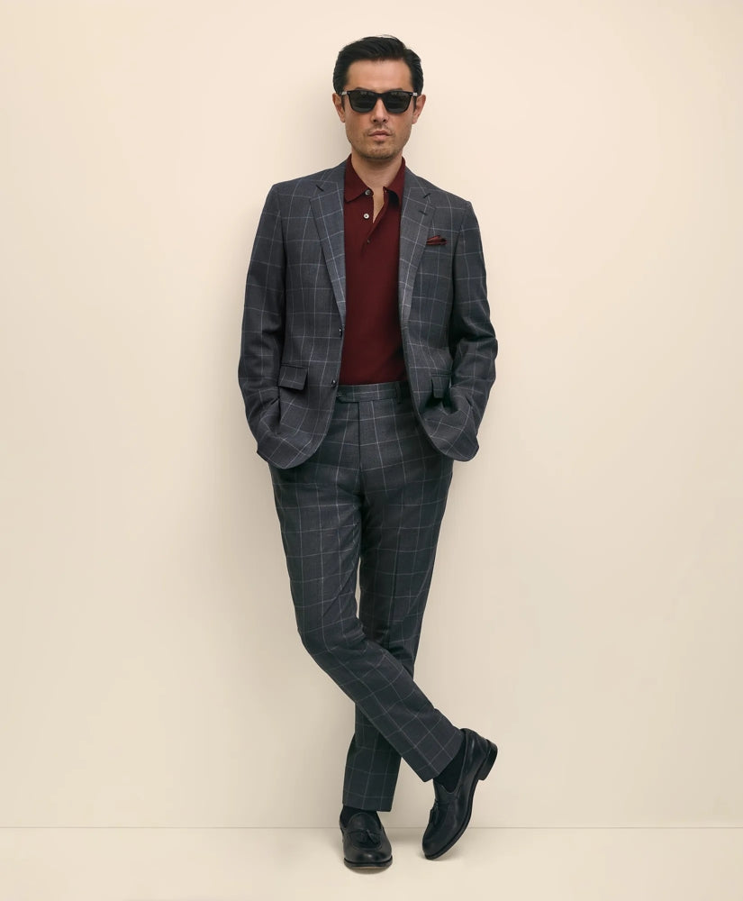 Men Slim Fit Wool Windowpane 1818 Suit - Brooks Brothers US