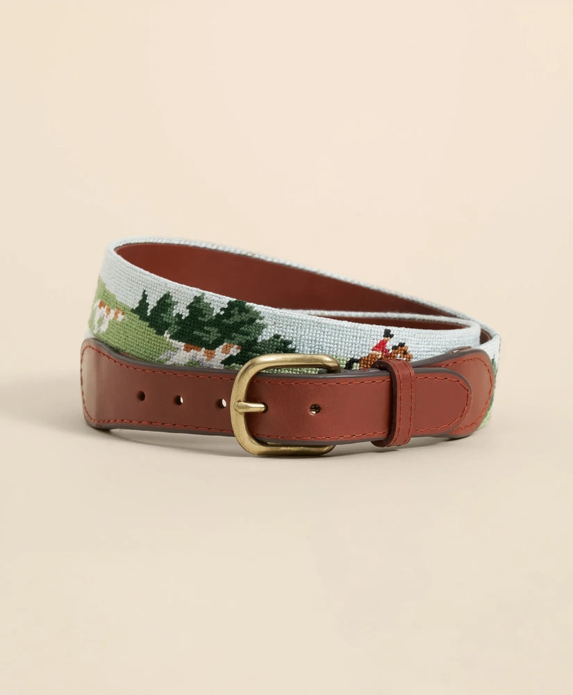 Men Smathers & Branson Needlepoint Fox Belt - Brooks Brothers Outlet